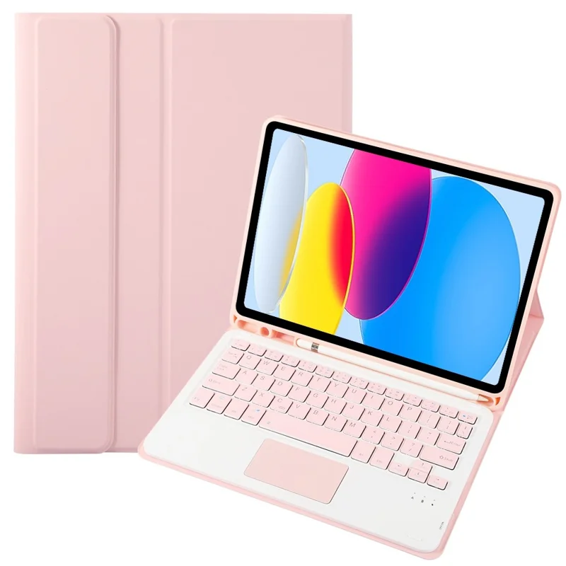 A10B-A For iPad (2025) / iPad 10.9 (2022) Detachable Bluetooth-Compatible Keyboard Case with Touchpad Pen Slot - Pink