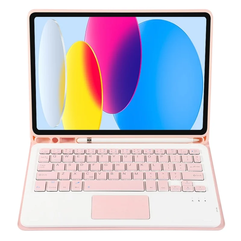 A10B-A For iPad (2025) / iPad 10.9 (2022) Detachable Bluetooth-Compatible Keyboard Case with Touchpad Pen Slot - Pink
