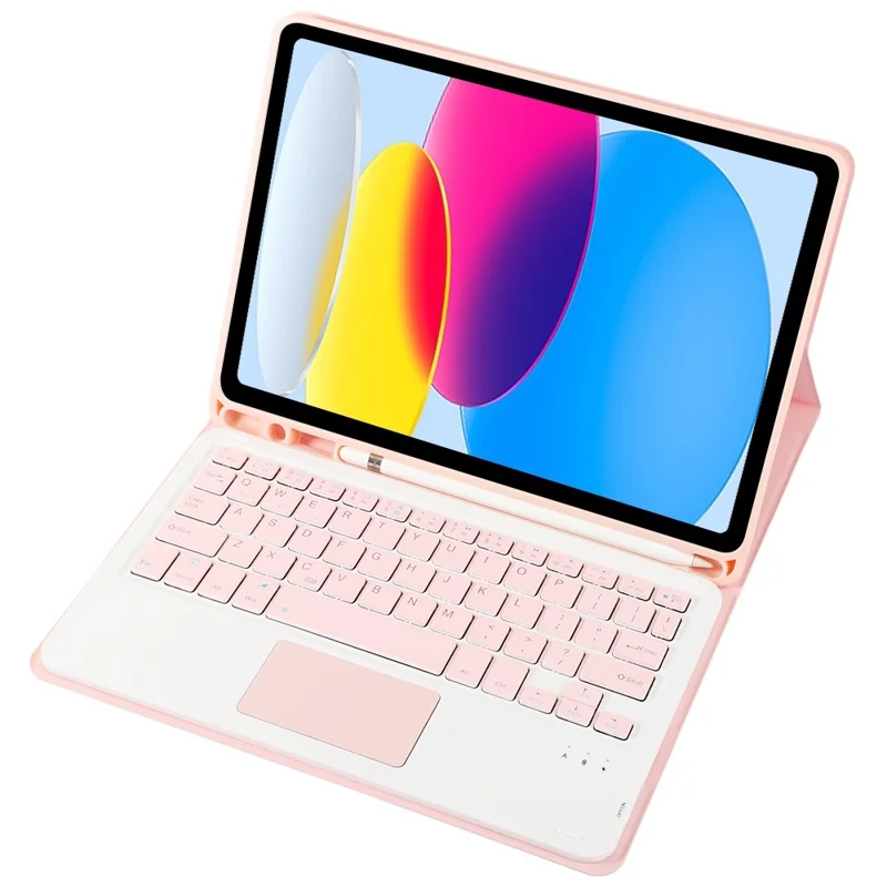 A10B-A For iPad (2025) / iPad 10.9 (2022) Detachable Bluetooth-Compatible Keyboard Case with Touchpad Pen Slot - Pink