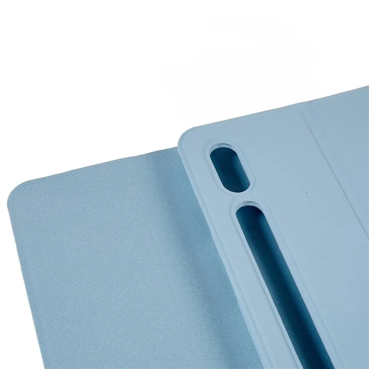 SK-T870 For Samsung Galaxy Tab S7 / S8 11-inch T870 / X700 / T875 Ultra-Thin Leather Tablet Stand Case with Detachable Bluetooth-compatible Keyboard - Baby Blue