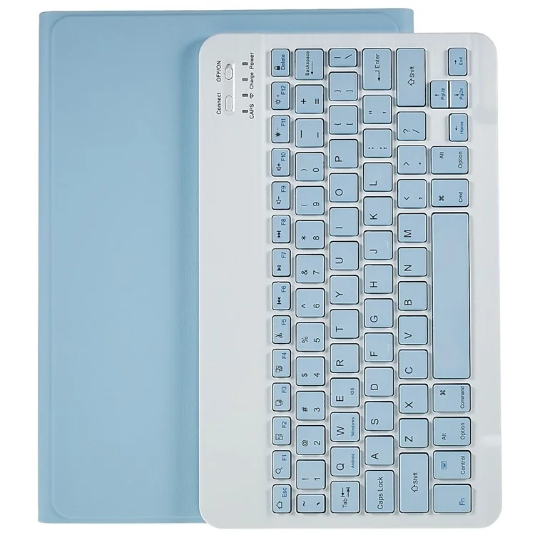SK-T870 For Samsung Galaxy Tab S7 / S8 11-inch T870 / X700 / T875 Ultra-Thin Leather Tablet Stand Case with Detachable Bluetooth-compatible Keyboard - Baby Blue