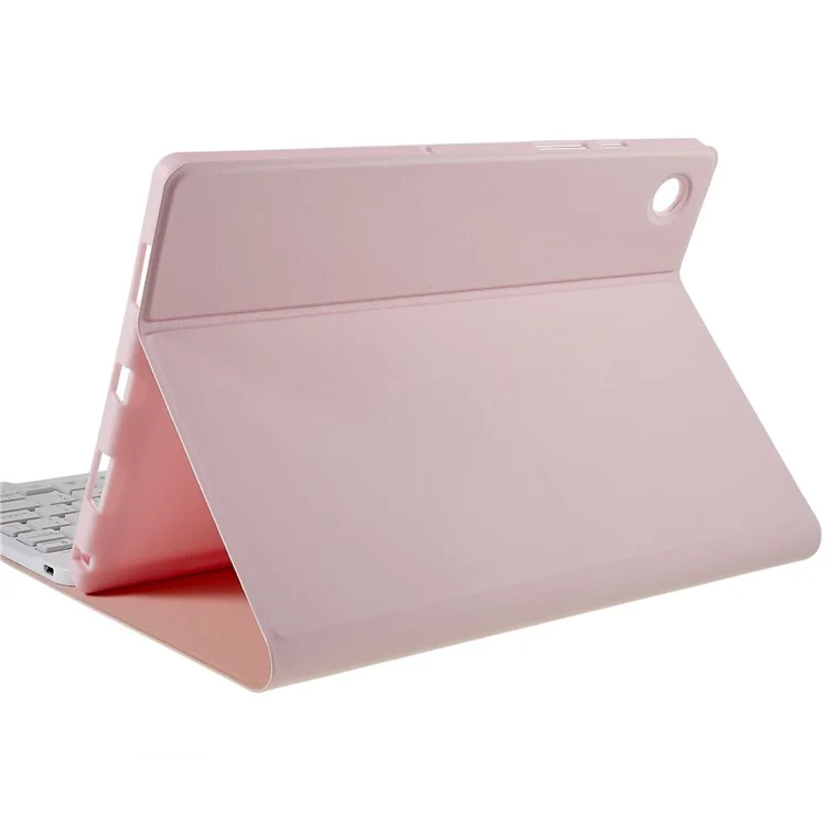 SK-X205 Für Samsung Galaxy Tab A8 10.5 (2021) X205 / X200 Tastaturhülle Abnehmbare kabellose Bluetooth-Tastatur mit 7-Farben-Hintergrundbeleuchtung und PU-Leder-Folio-Ständer - Pink
