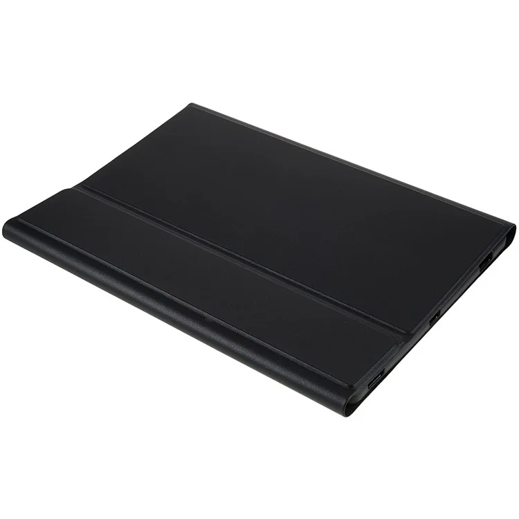 For Samsung Galaxy Tab S7+ (T970 / S7FE T730 T733) / S8+ Bluetooth-compatible Keyboard Case with PU Leather Cover Wireless Keyboard Protective Case - Black
