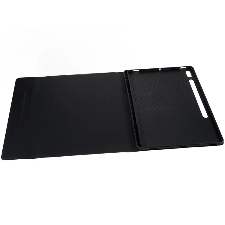 For Samsung Galaxy Tab S7+ (T970 / S7FE T730 T733) / S8+ Bluetooth-compatible Keyboard Case with PU Leather Cover Wireless Keyboard Protective Case - Black