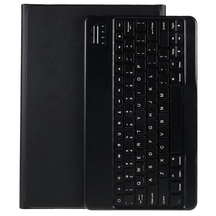 For Samsung Galaxy Tab S7+ (T970 / S7FE T730 T733) / S8+ Bluetooth-compatible Keyboard Case with PU Leather Cover Wireless Keyboard Protective Case - Black