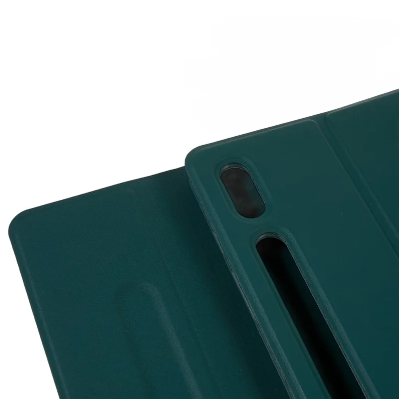 For Samsung Galaxy Tab S7+ (T970 / S7FE T730 T733) / S8+ Bluetooth-compatible Keyboard Case with PU Leather Cover Wireless Keyboard Protective Case - Green