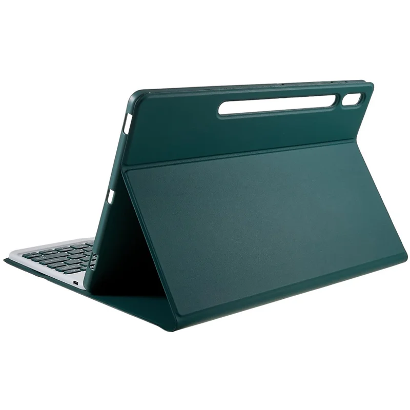 For Samsung Galaxy Tab S7+ (T970 / S7FE T730 T733) / S8+ Bluetooth-compatible Keyboard Case with PU Leather Cover Wireless Keyboard Protective Case - Green