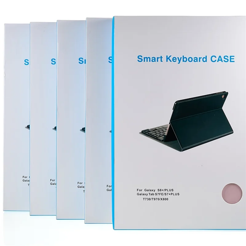 Funda con teclado inalámbrico compatible con Bluetooth para Samsung Galaxy Tab S7+ (T970 / S7FE T730 T733) / S8+, carcasa de cuero PU, funda protectora - Rosa