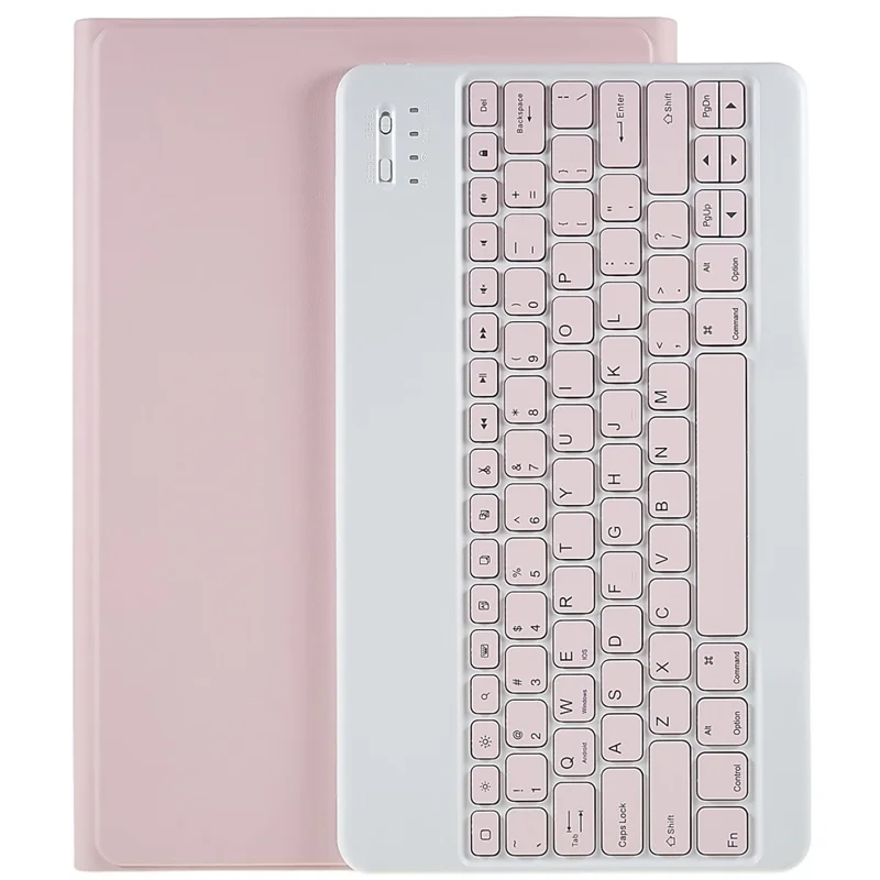 Funda con teclado inalámbrico compatible con Bluetooth para Samsung Galaxy Tab S7+ (T970 / S7FE T730 T733) / S8+, carcasa de cuero PU, funda protectora - Rosa