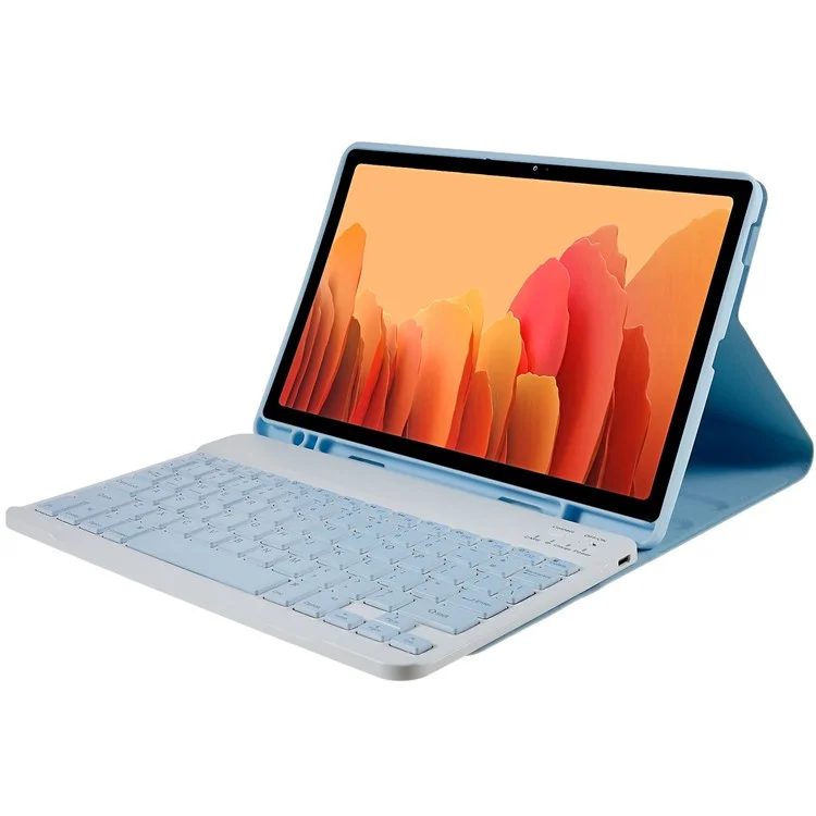 SK-T500 Para Samsung Galaxy Tab A7 10.4 (2020) / (2022) T500 / T505 Funda de Teclado Bluetooth con Soporte de Cuero PU - Azul Bebé