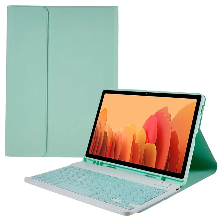 SK-T500 Pour Samsung Galaxy Tab A7 10.4 (2020) T500 / T505 PU en Cuir Stand Comprimé Couvercle de Protection Avec Clavier Bluetooth Détachable - Menthe Verte