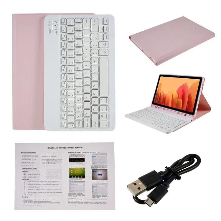 SK-T500 Pour Samsung Galaxy Tab A7 10.4 (2020) T500 / T505 Rétroloré de Caravale de Clavier Pour Tablette de Protection PU en Cuir en Cuir Stand Anti-rayon de Couverture - Rose