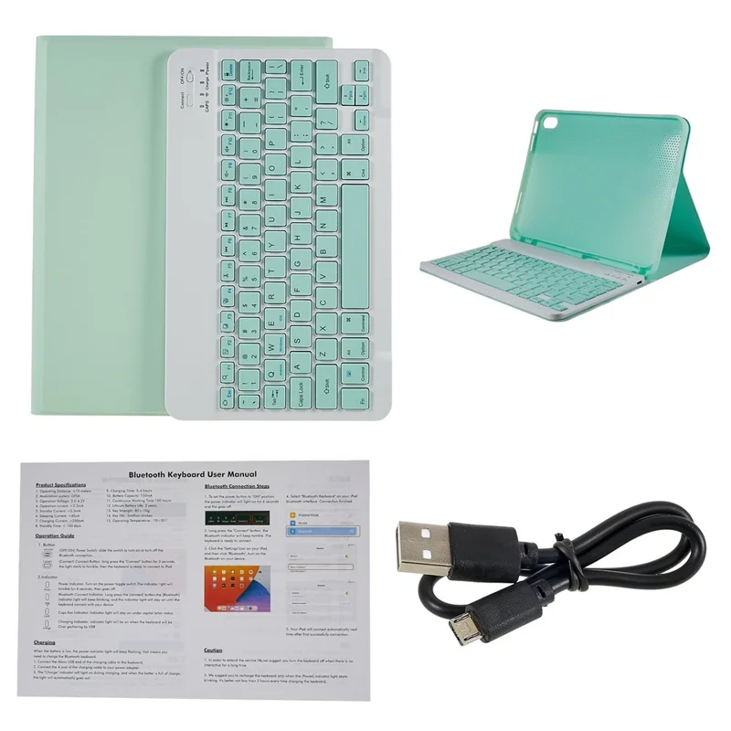 SK-1099 For iPad (2025) / 10.9 (2022) PU Leather Tablet Stand Cover with Bluetooth-Compatible Keyboard - Green
