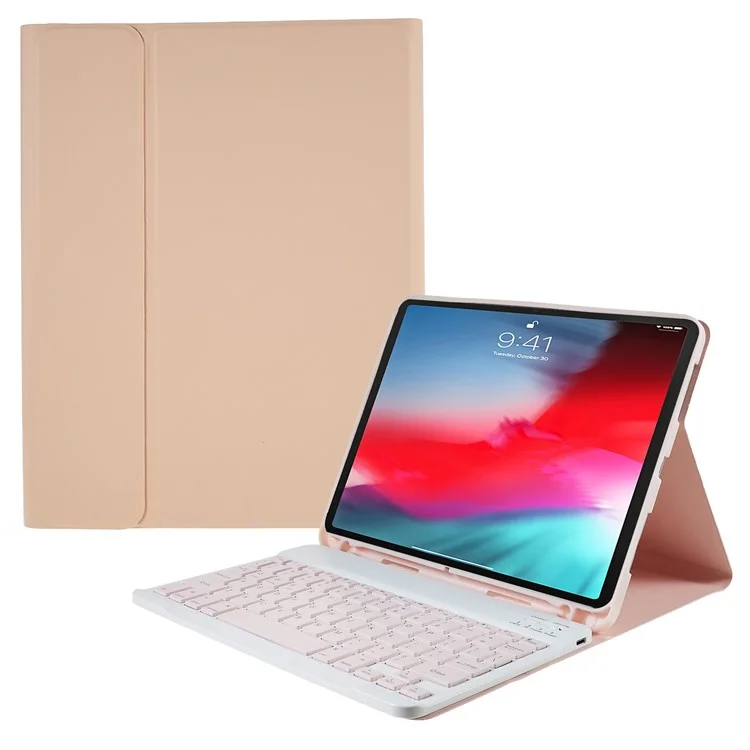 sk-1109 für ipad pro 11-zoll (2018) /(2020) /(2021) /(2022) / ipad air (2020) /(2022) wlan -tastaturhülle mit pu leder folio flip cover bluetooth -tastaturhülle - rosa