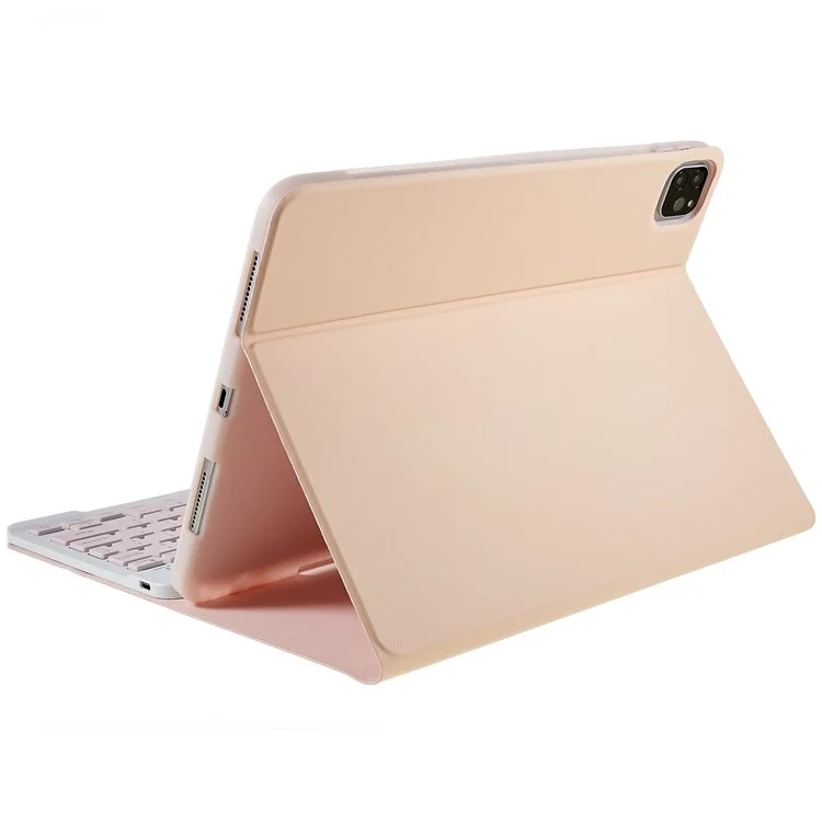 sk-1109 für ipad pro 11-zoll (2018) /(2020) /(2021) /(2022) / ipad air (2020) /(2022) wlan -tastaturhülle mit pu leder folio flip cover bluetooth -tastaturhülle - rosa