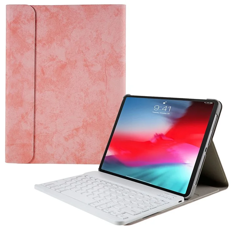 SK-1101 Per Ipad Pro 11 Pollici (2018) / Ipad Air (2022) /(2020) Texture Auto Wake / Sleep pu PU Coperchio Coperchio Drova in Cavello Con Tastante Buuetooth Retroilluminato - Rosa