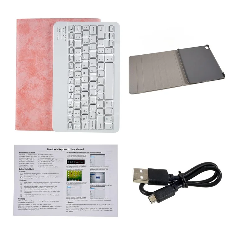 SK-1101 Per Ipad Pro 11 Pollici (2018) / Ipad Air (2022) /(2020) Texture Auto Wake / Sleep pu PU Coperchio Coperchio Drova in Cavello Con Tastante Buuetooth Retroilluminato - Rosa
