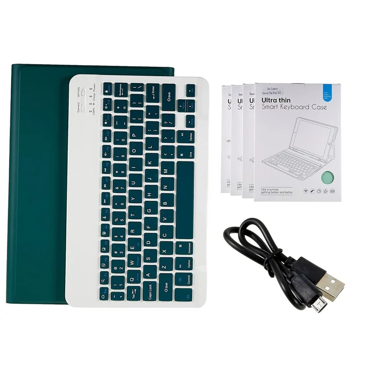 For Lenovo Tab M10 Plus (3rd Gen) / Xiaoxin Pad 2022 10.6 inch PU Leather Shockproof Tablet Case Stand Anti-scratch Cover with Bluetooth-compatible Keyboard - Midnight Green