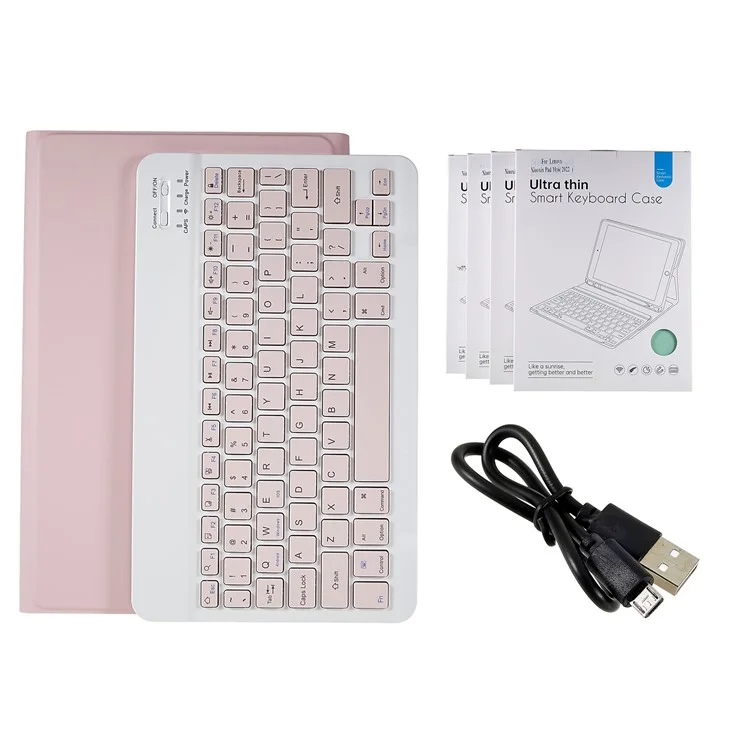 Para Lenovo Tab M10 Plus (Gen 3) PU Catura Chumpela Tapla Tapla Tapa Anti-rurck Com Teclado Bluetooth - Cor de Rosa