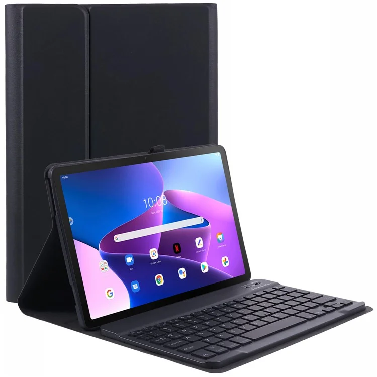 Für Lenovo Tab M10 Plus (3. Generation) / Xiaoxin Pad 2022 10,6 Zoll PU-Leder Tablet-Ständer-Hülle mit Bluetooth-Tastatur - Schwarz