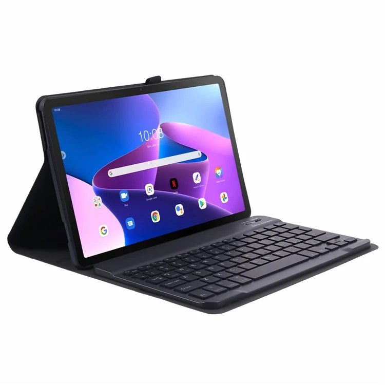 Für Lenovo Tab M10 Plus (3. Generation) / Xiaoxin Pad 2022 10,6 Zoll PU-Leder Tablet-Ständer-Hülle mit Bluetooth-Tastatur - Schwarz