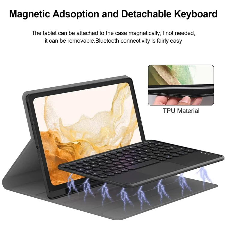 For Samsung Galaxy Tab S7 FE / S7+ / S8+ Wireless Bluetooth-compatible Keyboard Case Anti-Fall Tablet Cover with Touchpad - Pink