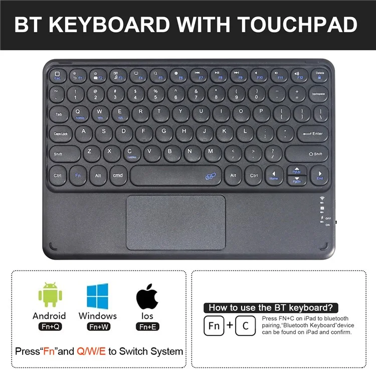 For Samsung Galaxy Tab S7 FE / S7+ / S8+ Wireless Bluetooth-compatible Keyboard Case Anti-Fall Tablet Cover with Touchpad - Pink