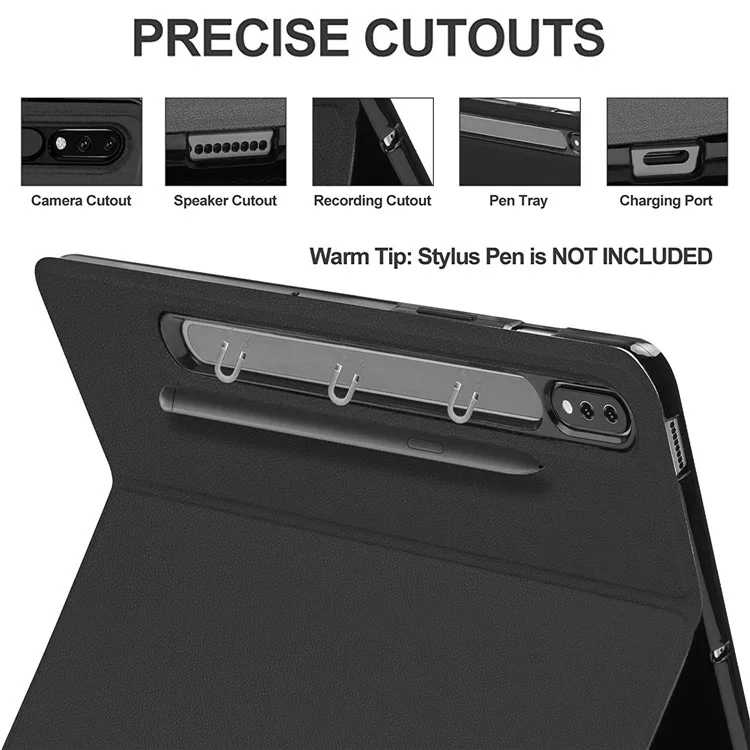 Pour Samsung Galaxy Tab S7 FE / S7+ / S8+ Clavier Bluetooth sans fil Étui de protection anti-chute Couvercle de tablette avec pavé tactile - Noir