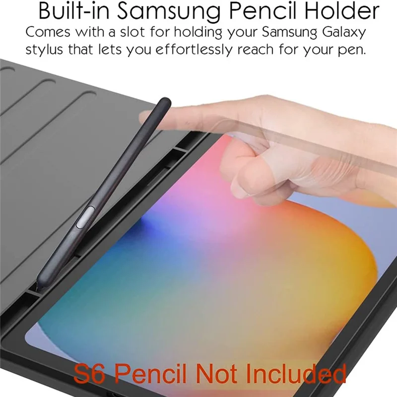 For Samsung Galaxy Tab S6 Lite (2024) / S6 Lite (2022) / S6 Lite (2020) Bluetooth-compatible Keyboard with Touchpad, PU Leather Cover with Pen Holder - Black