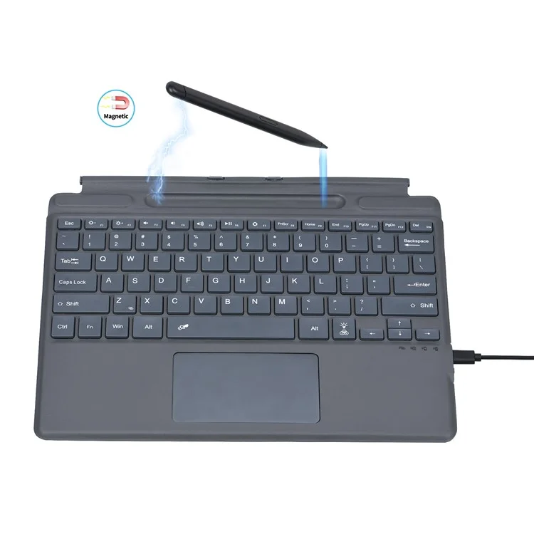 2089D For Microsoft Surface Pro 8 / 9 / X Bluetooth-compatible Keyboard Case with Touchpad, Pencil Holder, Wireless Keyboard
