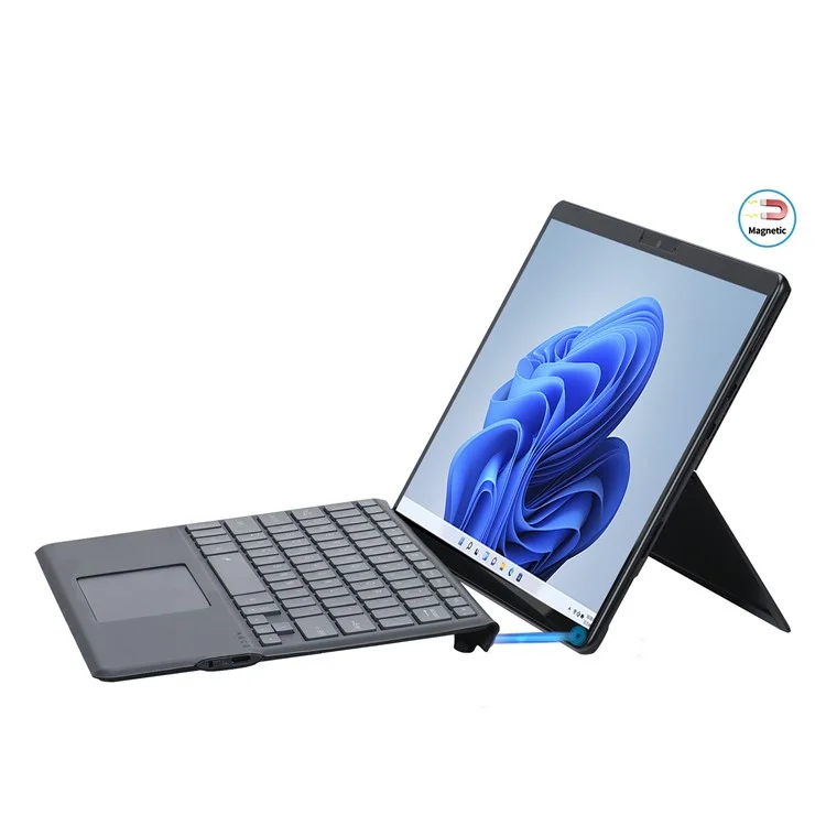 2089D For Microsoft Surface Pro 8 / 9 / X Bluetooth-compatible Keyboard Case with Touchpad, Pencil Holder, Wireless Keyboard