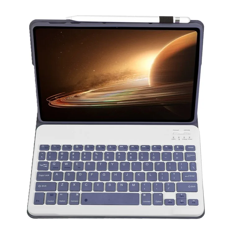 OP13 For Oppo Pad 2 Soft Tablet Case with Bluetooth-compatible Keyboard Stand Leather Cover - Purple