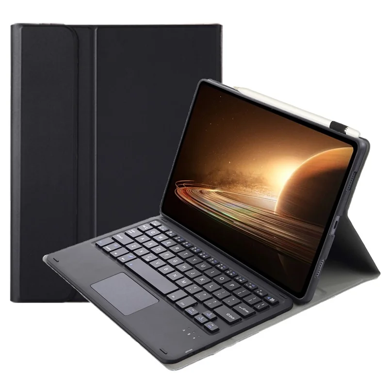 OP13-A For Oppo Pad 2 Tablet Case with Detachable Bluetooth-compatible Keyboard Touchpad Leather Stand Cover - Black