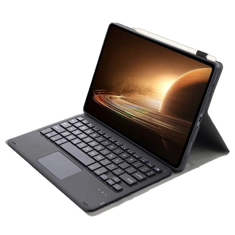 OP13-A For Oppo Pad 2 Tablet Case with Detachable Bluetooth-compatible Keyboard Touchpad Leather Stand Cover - Black