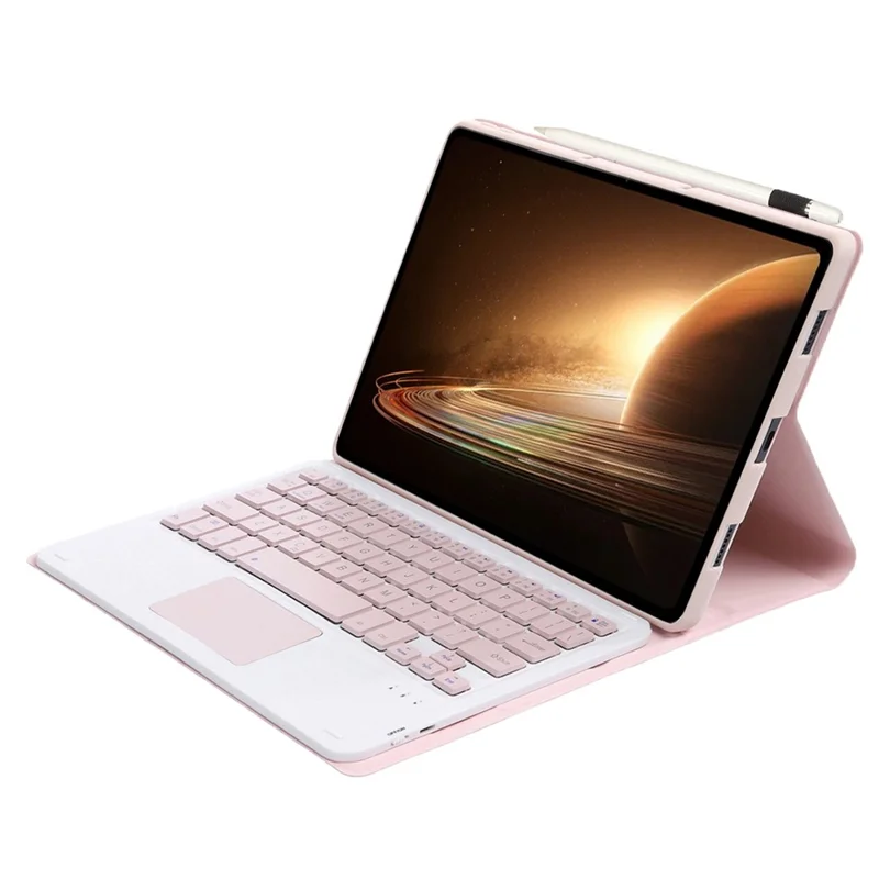 OP13-A til Oppo Pad 2 tablettilfælde med aftagelig Bluetooth-kompatibel tastatur touchpad læderstøtte dæksel - Pink