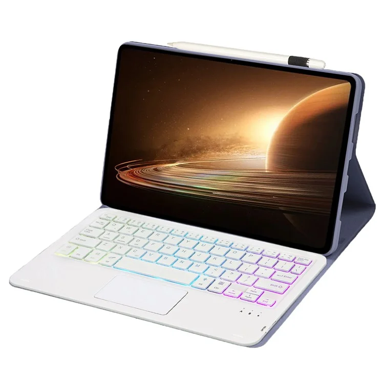 OP13-AS For Oppo Pad 2 Tablet Case with Detachable Touchpad Backlit Keyboard Folio Tablet Cover - Purple