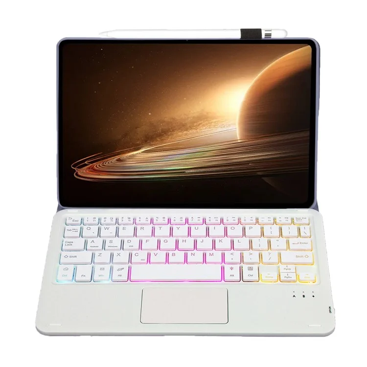 OP13-AS For Oppo Pad 2 Tablet Case with Detachable Touchpad Backlit Keyboard Folio Tablet Cover - Purple