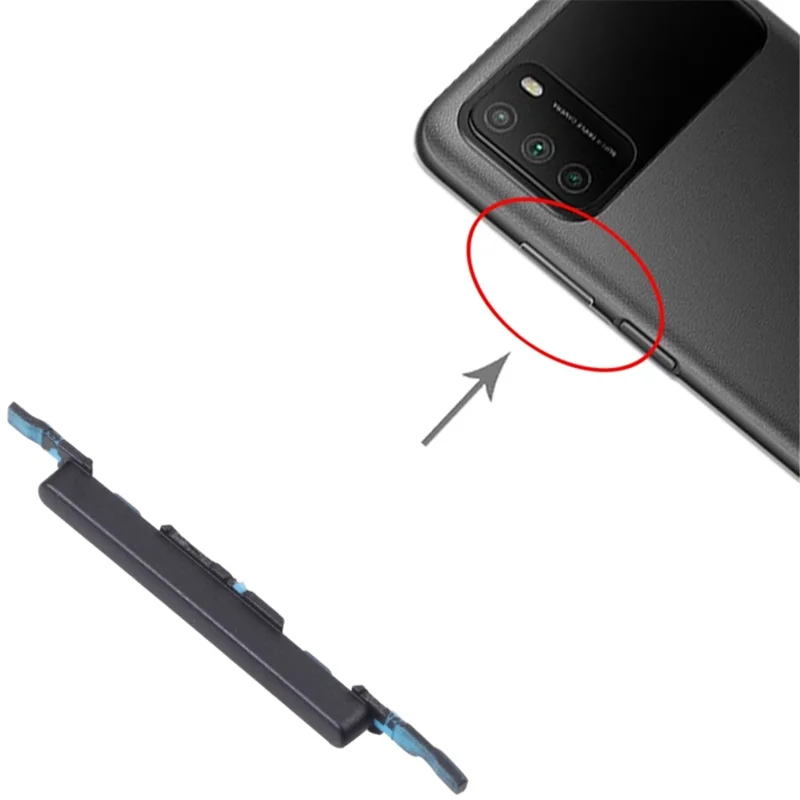 For Xiaomi Poco M3 Volume Side Button Phone Replacement Part (without Logo) - Black