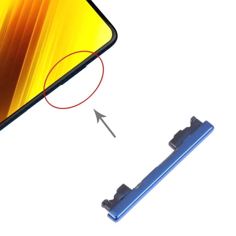 Para Xiaomi Poco X3 NFC / Poco X3 Pieza de repuesto del botón lateral del teléfono (sin logotipo) - Azul