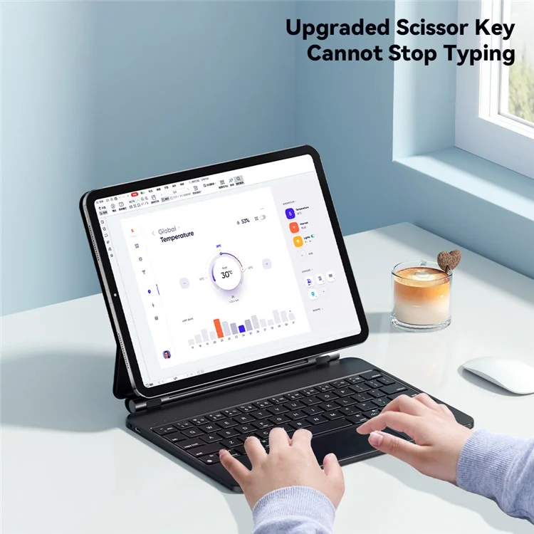 ESSAGER For iPad Pro 11-inch Magic Bluetooth Keyboard Magnetic Anti-drop Tablet Stand Case - Black
