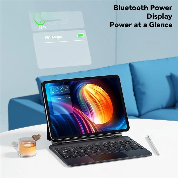 ESSAGER For iPad Pro 11-inch Magic Bluetooth Keyboard Magnetic Anti-drop Tablet Stand Case - Black