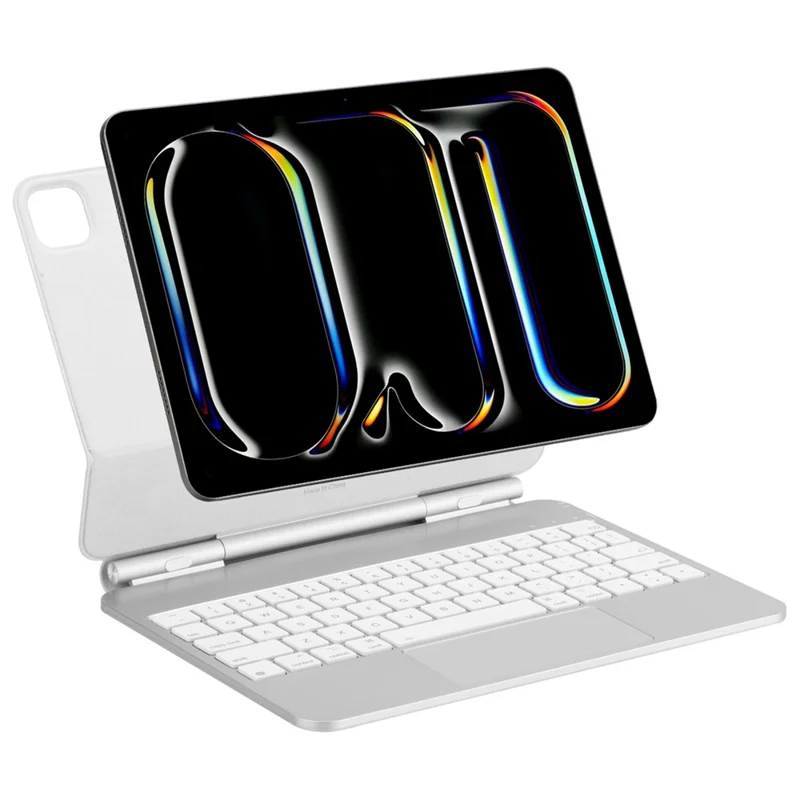X7 Bluetooth-Compatible Keyboard for iPad Air 11 (2025) / (2024) / Air (2022) / (2020) / Pro 11 (2022) / (2021) / (2020) / (2018) Leather Case - Silver