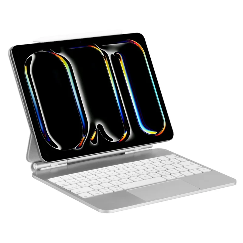 X7 Bluetooth-Compatible Keyboard for iPad Air 11 (2025) / (2024) / Air (2022) / (2020) / Pro 11 (2022) / (2021) / (2020) / (2018) Leather Case - Silver