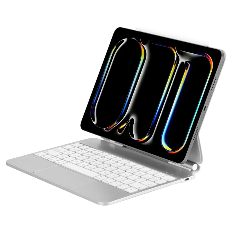 X7 Bluetooth-Compatible Keyboard for iPad Air 11 (2025) / (2024) / Air (2022) / (2020) / Pro 11 (2022) / (2021) / (2020) / (2018) Leather Case - Silver