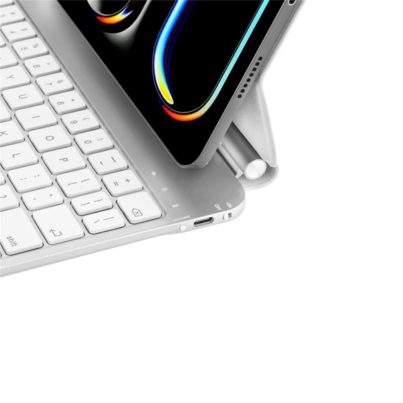 X7 Bluetooth-Compatible Keyboard for iPad Air 11 (2025) / (2024) / Air (2022) / (2020) / Pro 11 (2022) / (2021) / (2020) / (2018) Leather Case - Silver