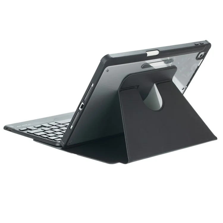 F10B Tablet Case for iPad (2025) / 10.9 (2022) PU Leather Wireless Bluetooth-Compatible Keyboard with Pencil Holder - Black