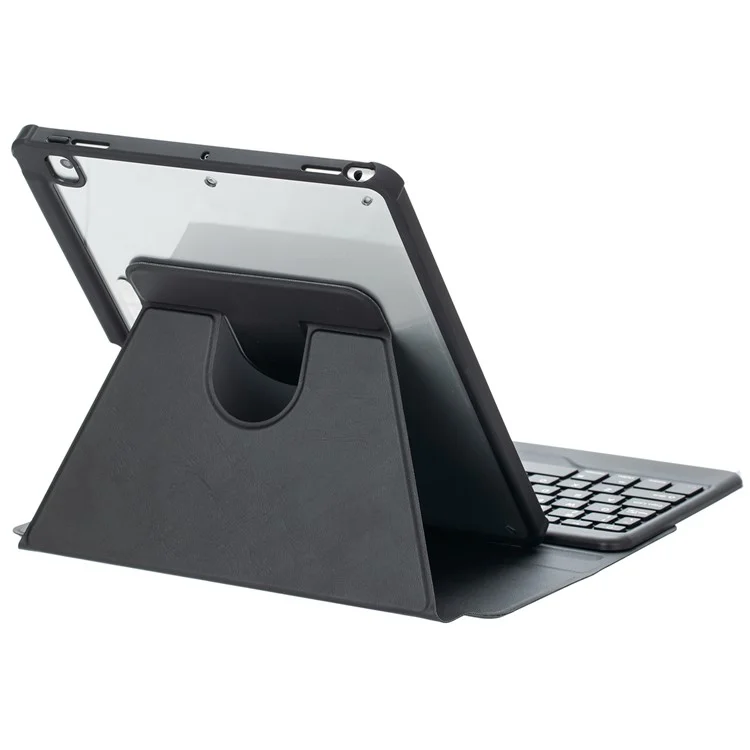 F10B Tablet Case for iPad (2025) / 10.9 (2022) PU Leather Wireless Bluetooth-Compatible Keyboard with Pencil Holder - Black