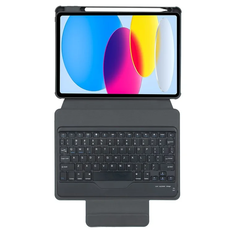 F10B Tablet Case for iPad (2025) / 10.9 (2022) PU Leather Wireless Bluetooth-Compatible Keyboard with Pencil Holder - Black