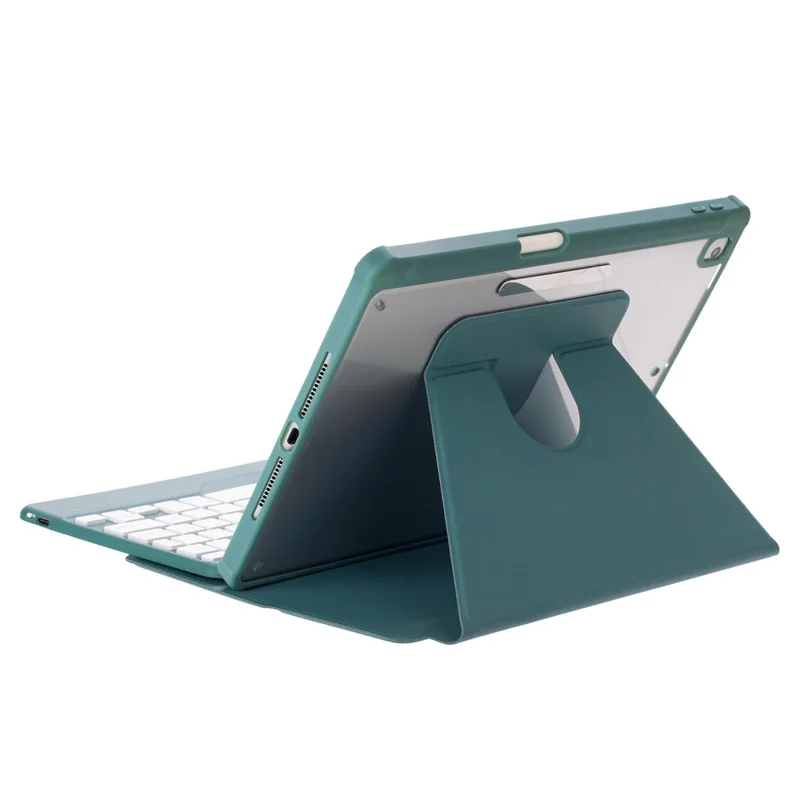 F10B Tablet Case for iPad (2025) / 10.9 (2022) PU Leather Wireless Bluetooth-Compatible Keyboard with Pencil Holder - Midnight Green