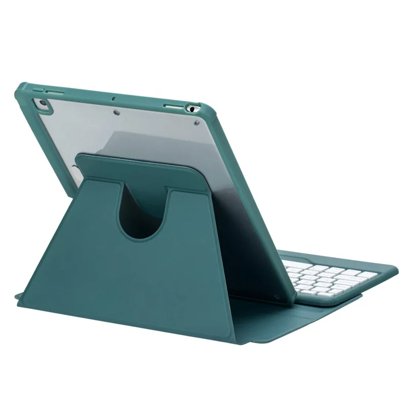 F10B Tablet Case for iPad (2025) / 10.9 (2022) PU Leather Wireless Bluetooth-Compatible Keyboard with Pencil Holder - Midnight Green